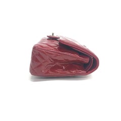Chanel Classic Flap Medium 2012 Red Burgundy Patent Leather Silver Hardware