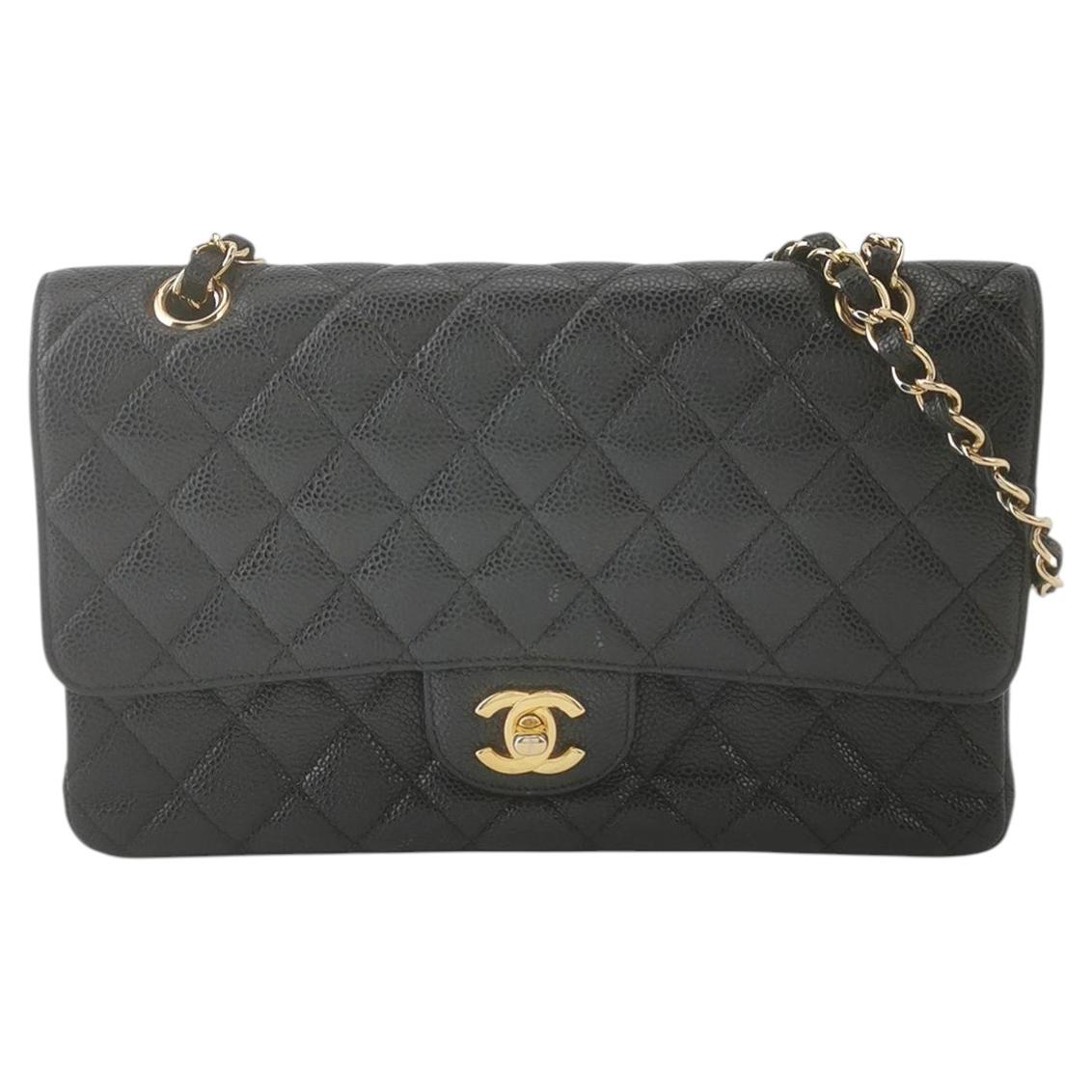 Chanel Classic Flap Medium 2014 Black Caviar Leather Gold Hardware For Sale