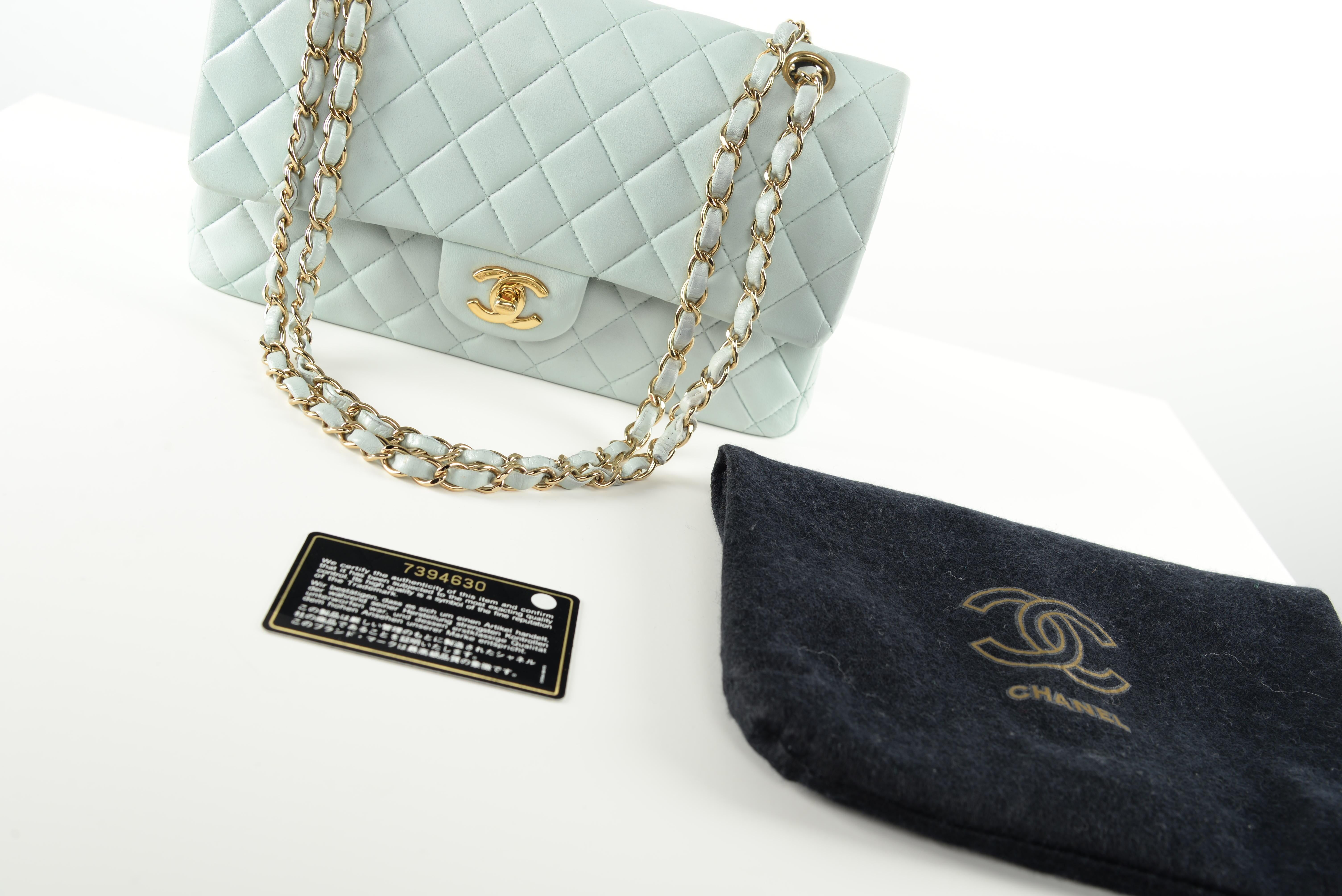 Chanel Classic Flap Medium Baby Blue 24k Gold Hardware 5