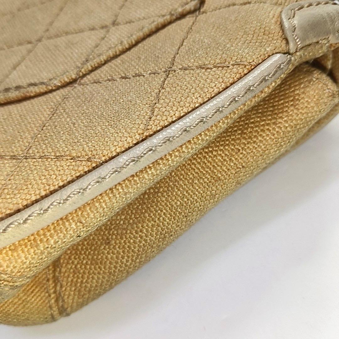 Chanel Classic Flap Medium Beige Canvas Leather Silver Hardware 2006-2008 For Sale 8