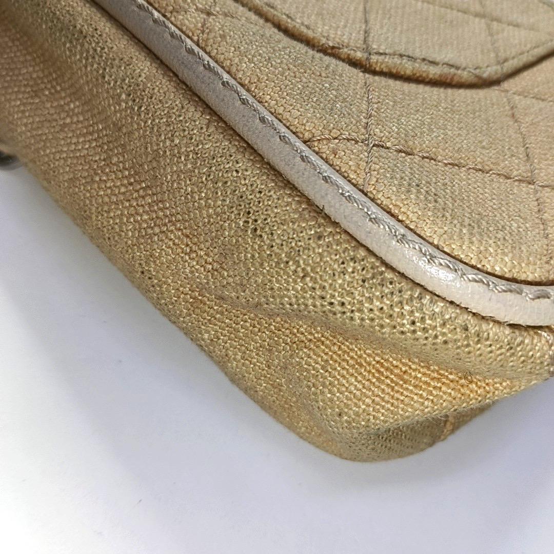Chanel Classic Flap Medium Beige Canvas Leather Silver Hardware 2006-2008 For Sale 14