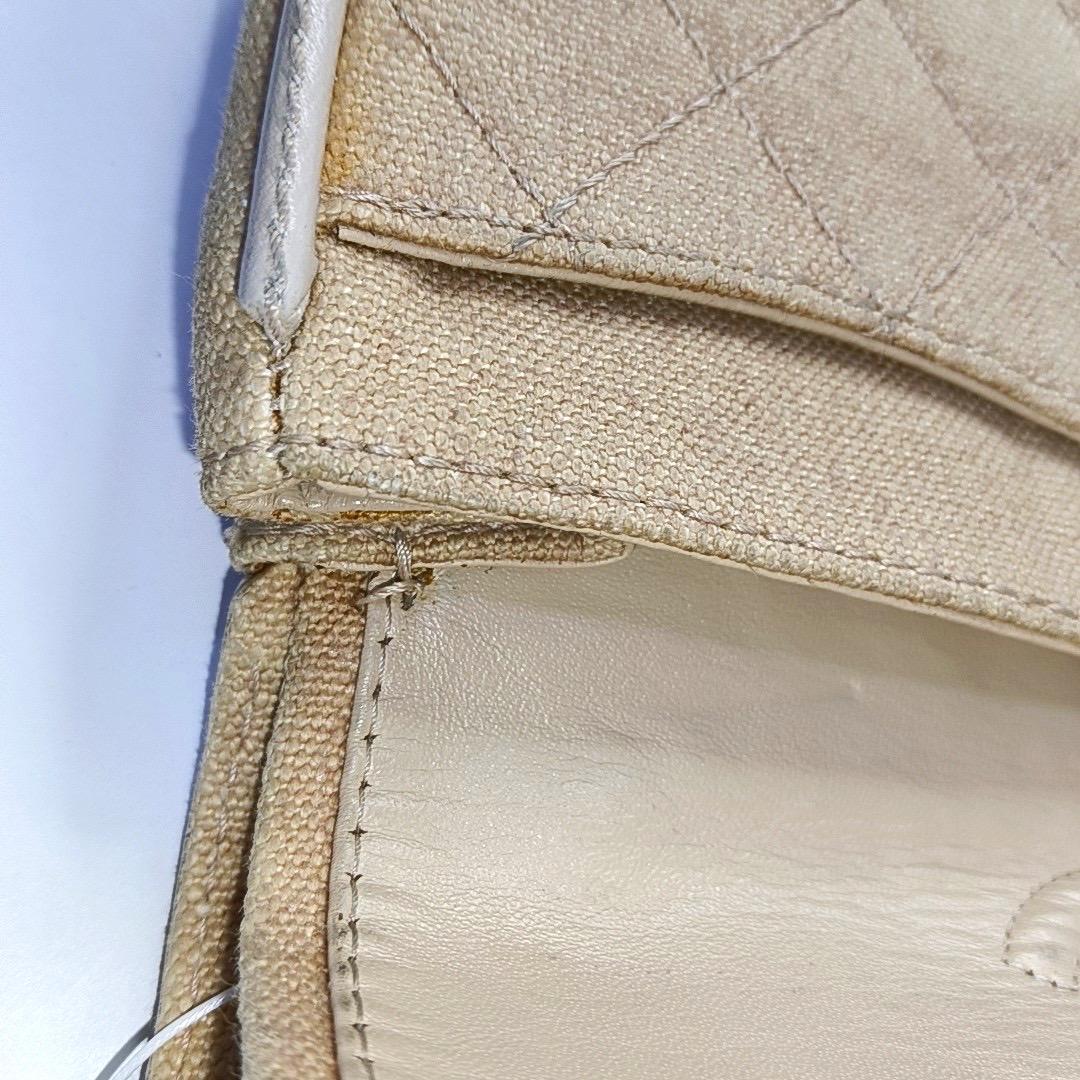 Chanel Classic Flap Medium Beige Canvas Leather Silver Hardware 2006-2008 For Sale 15