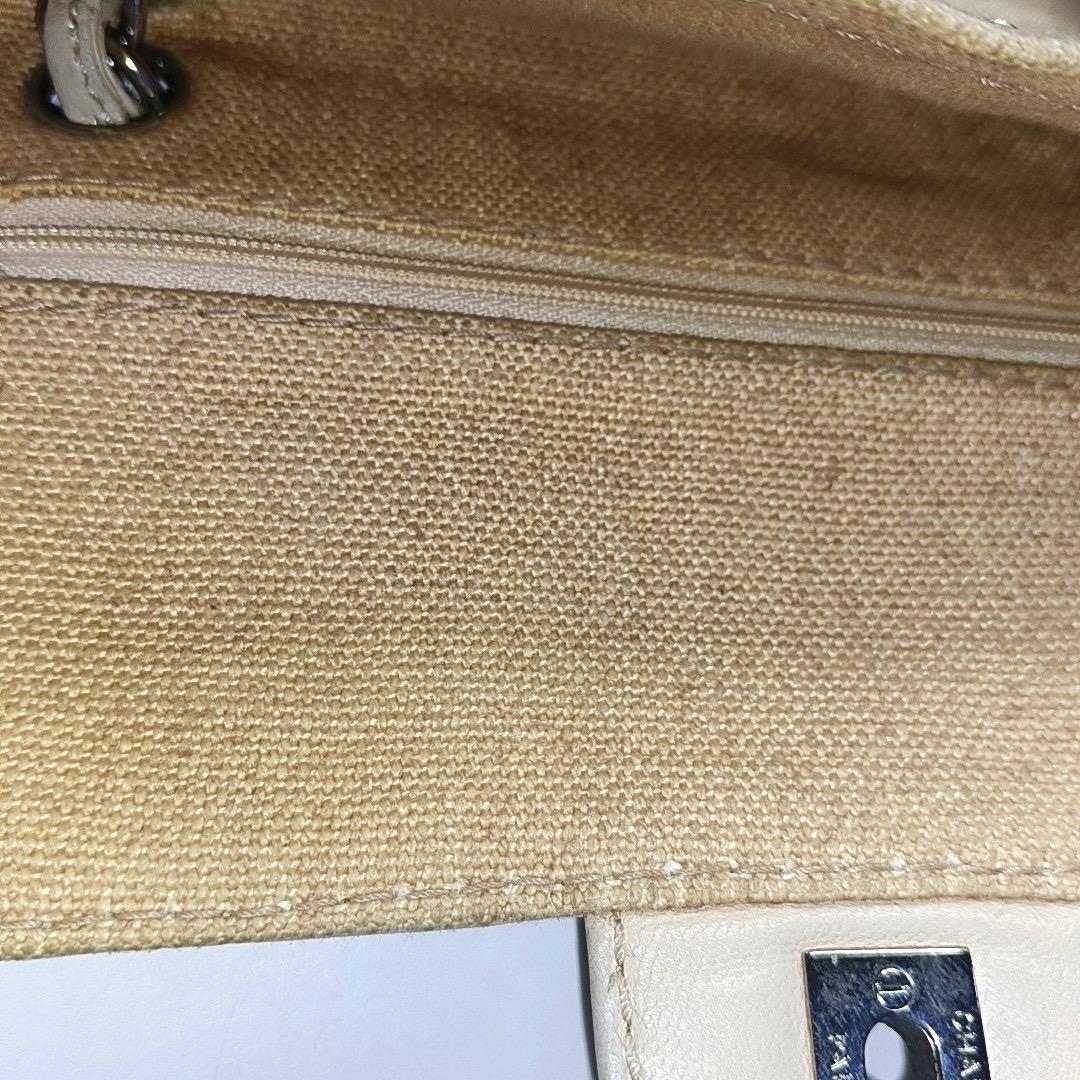 Chanel Classic Flap Medium Beige Canvas Leather Silver Hardware 2006-2008 For Sale 1