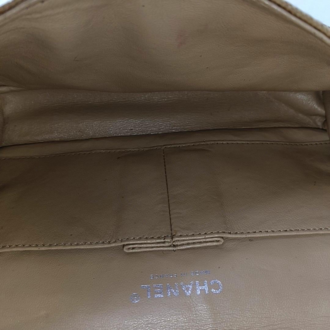 Chanel Classic Flap Medium Beige Canvas Leather Silver Hardware 2006-2008 For Sale 2