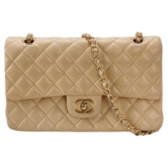 Chanel Classic Flap Medium Beige Lambskin Leather with Gold HW, 2009