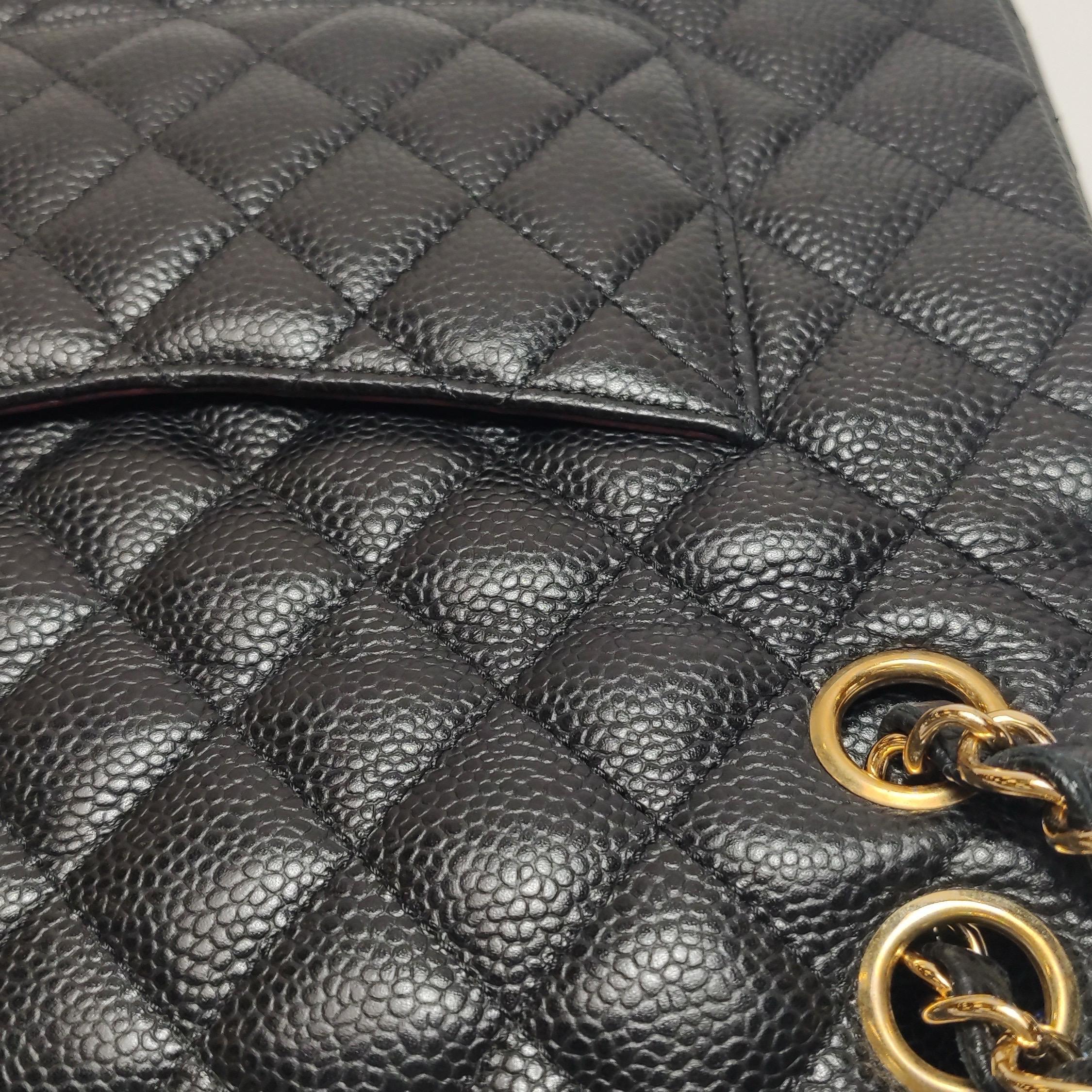 Chanel Classic Flap Medium Black Caviar Leather Gold-tone Hardware 2012-2013 For Sale 14