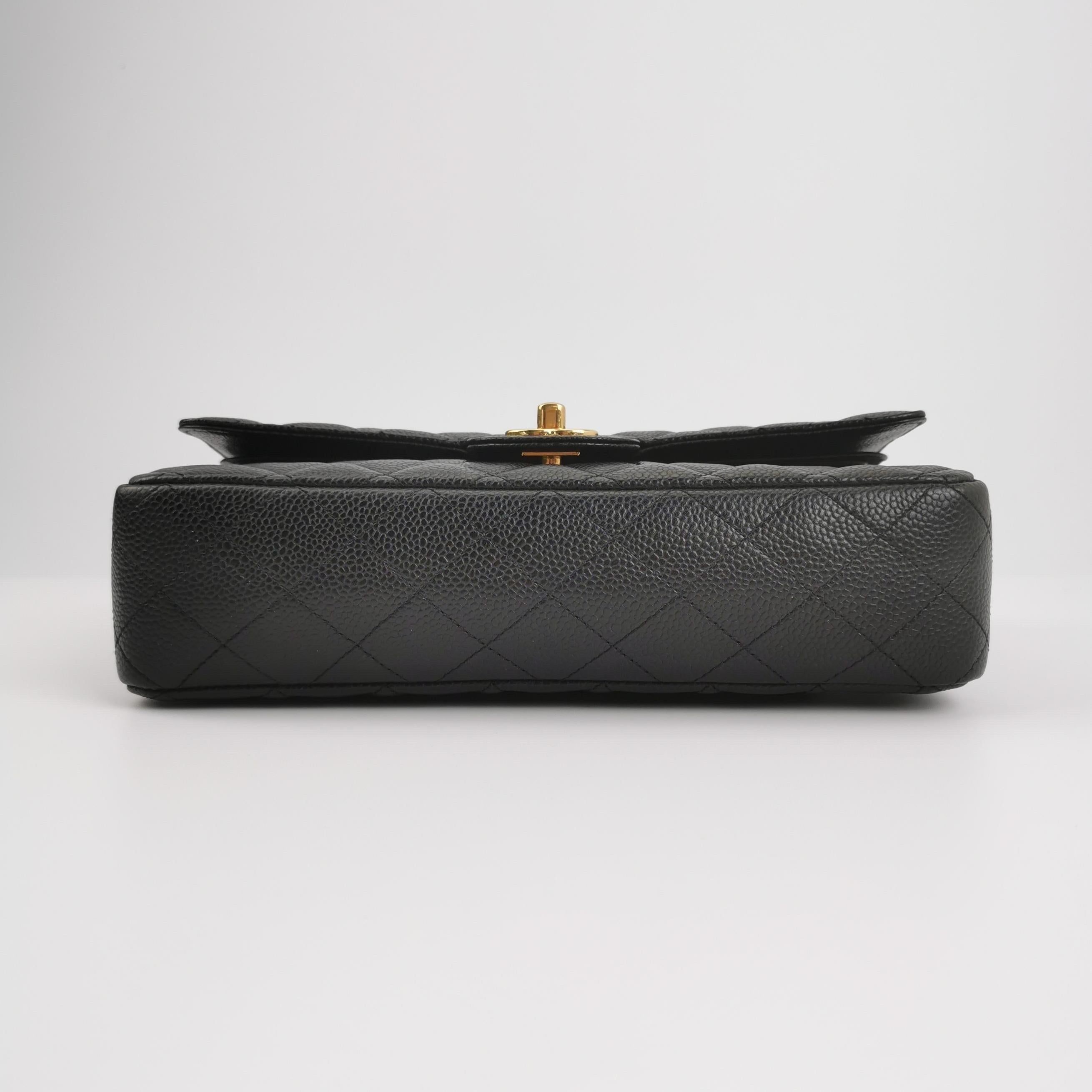 Chanel Classic Flap Medium Black Caviar Leather Gold-tone Hardware 2012-2013 For Sale 1
