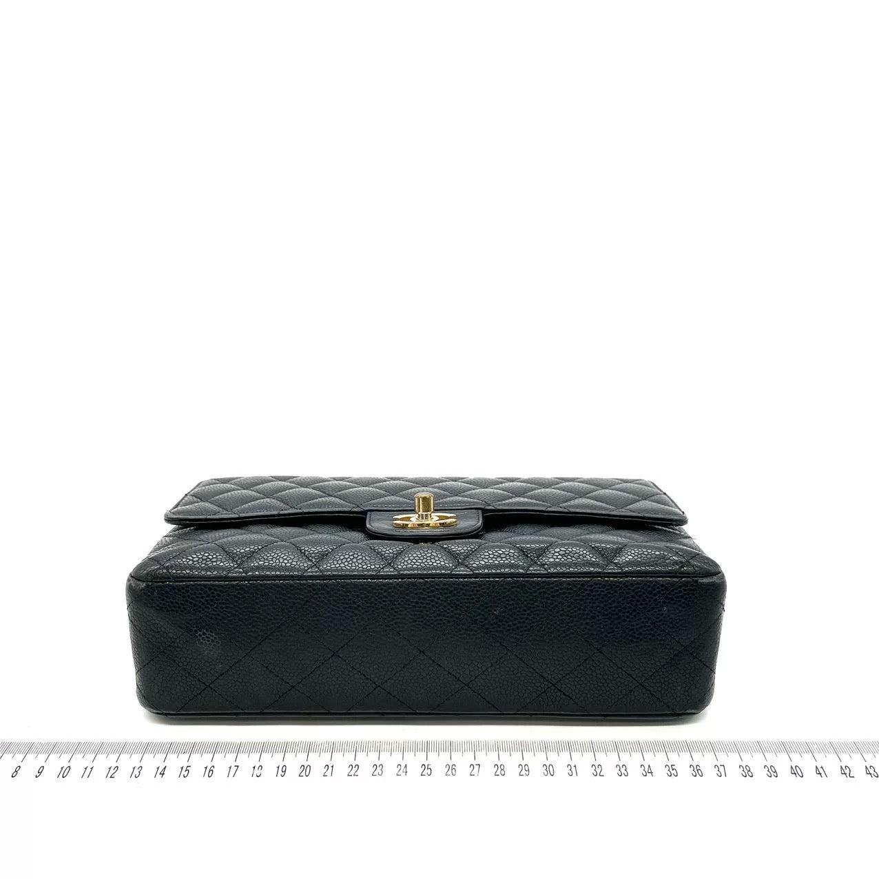Chanel Classic Flap Medium Black Caviar Leather with 24k Gold Hardware 2008-2009 For Sale 1