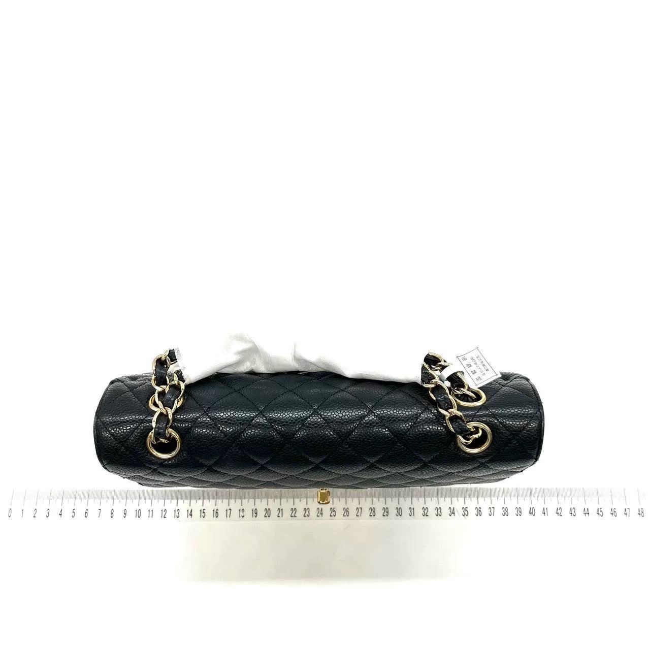 Chanel Classic Flap Medium Black Caviar Leather with 24k Gold Hardware 2008-2009 For Sale 2