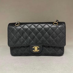 Chanel Classic Flap Medium Black Caviar Leather with 24k Gold Hardware, 2008