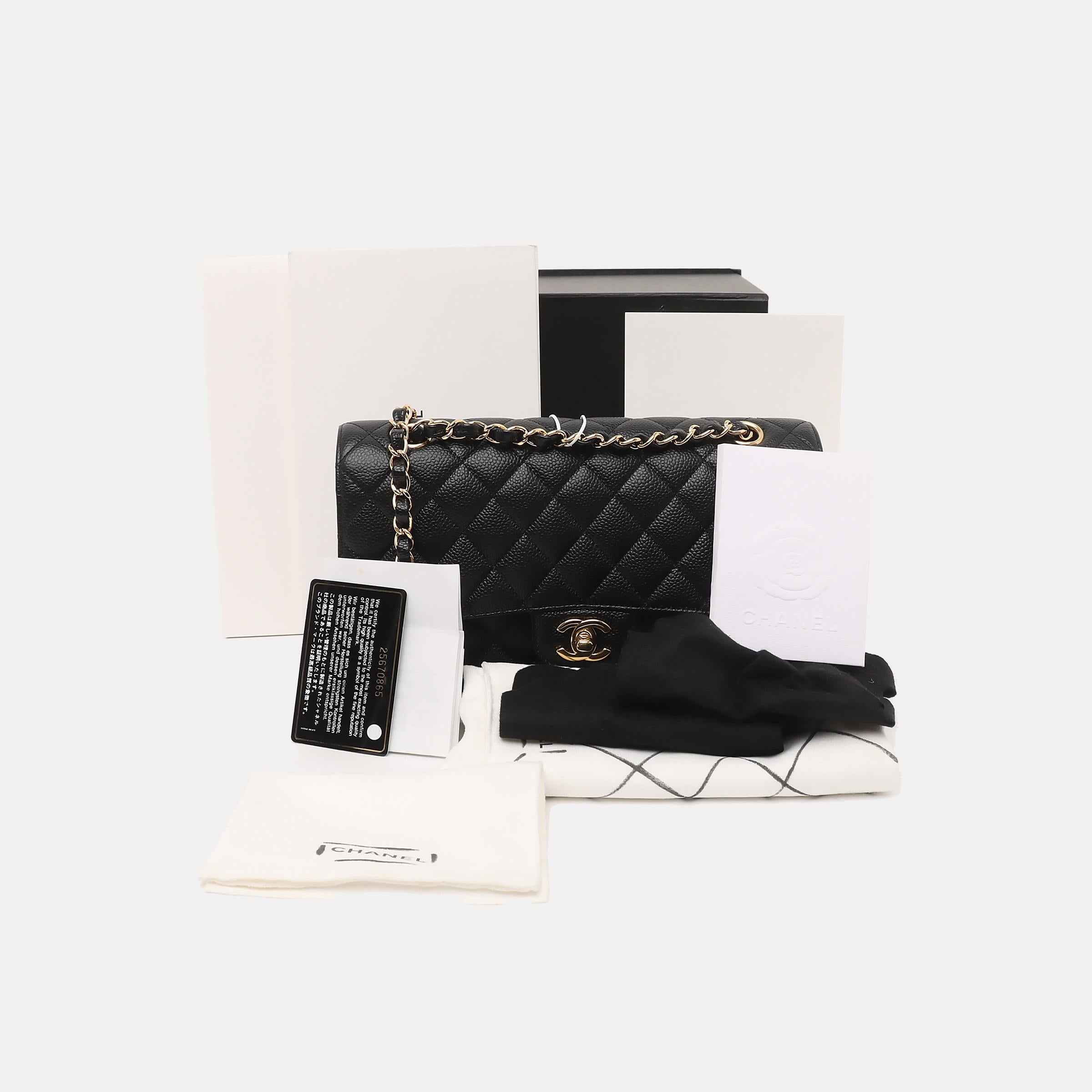 Chanel Classic Flap Medium Black Caviar Leather with Gold-tone Hardware, 2018 4