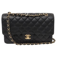 Chanel Classic Flap Medium Black Caviar Leather with Gold-tone Hardware, 2018