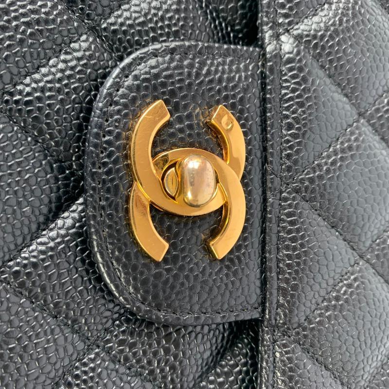 Chanel Classic Flap Medium Black Caviar Leather with 24k Gold Hardware, Pre-2010 8