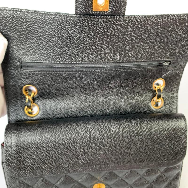 Chanel Classic Flap Medium Black Caviar Leather with 24k Gold Hardware, Pre-2010 10