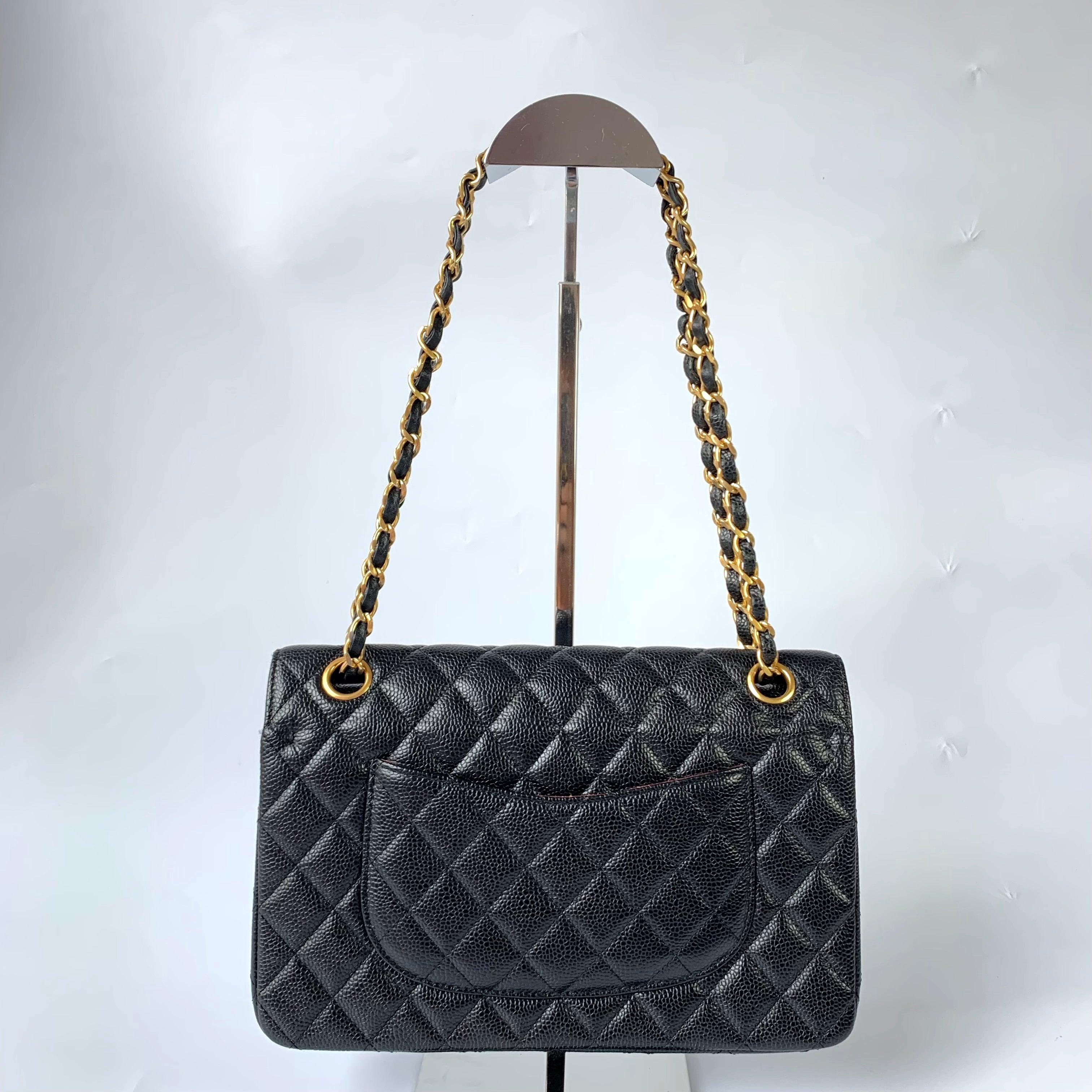 Chanel Classic Flap Medium Black Caviar Leather with 24k Gold Hardware, Pre-2010 1