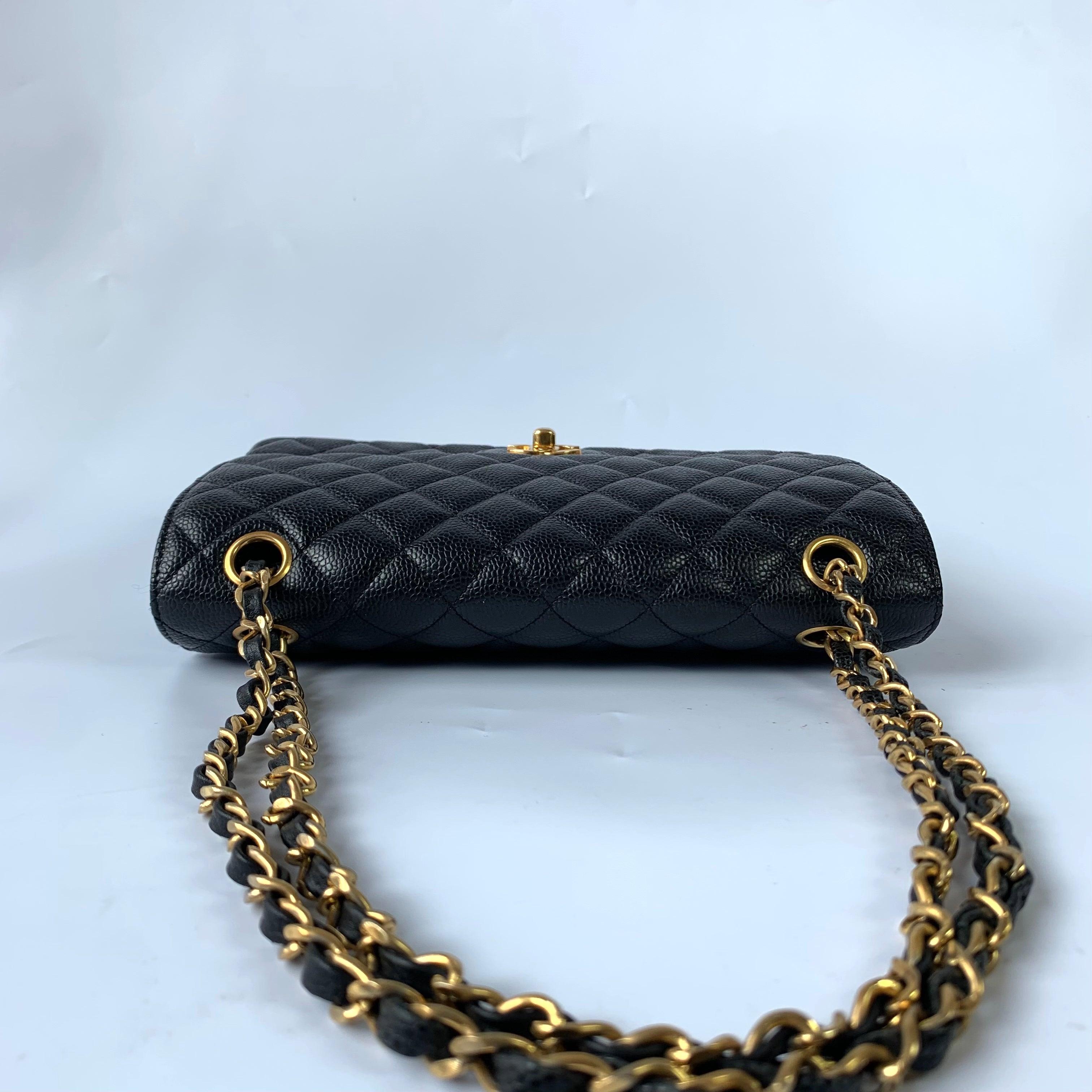 Chanel Classic Flap Medium Black Caviar Leather with 24k Gold Hardware, Pre-2010 2
