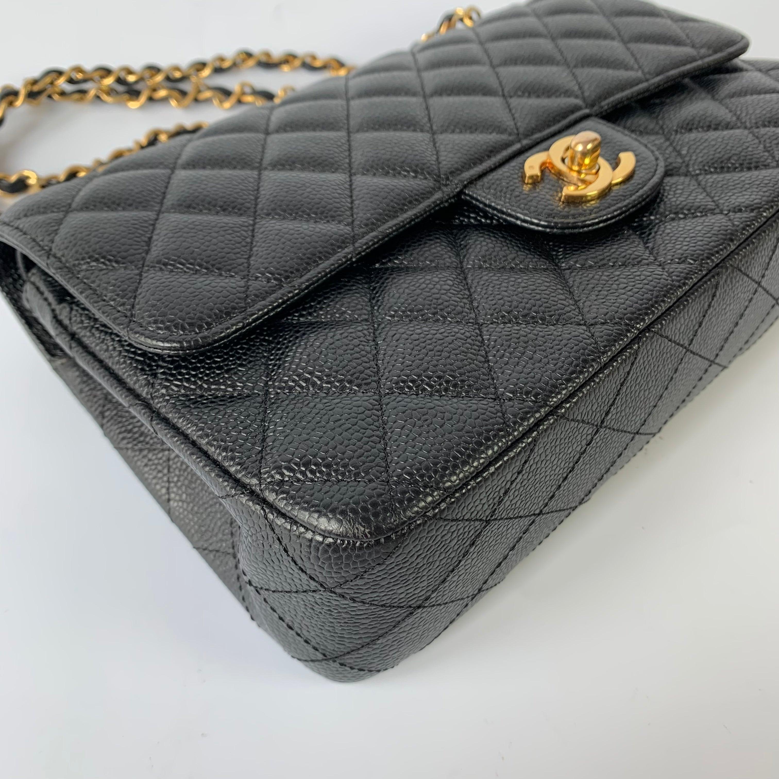 Chanel Classic Flap Medium Black Caviar Leather with 24k Gold Hardware, Pre-2010 4