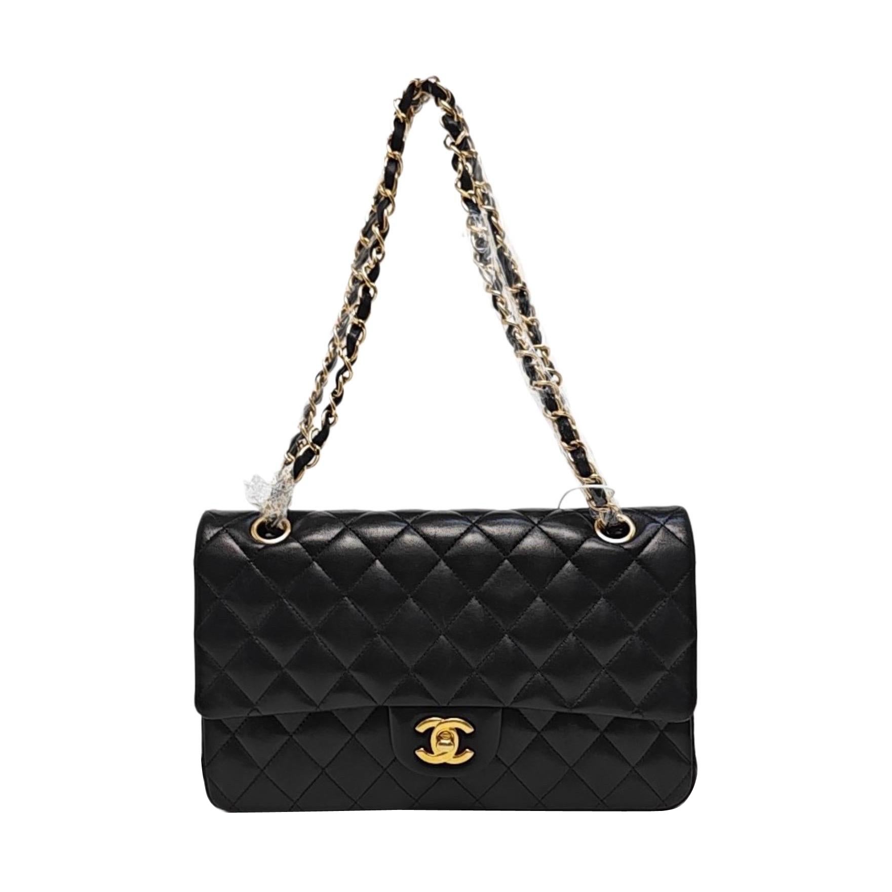 Chanel Classic Flap Medium Black Lambskin Leather Gold Hardware 2009-2010