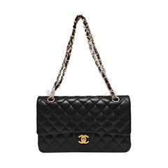 Chanel Classic Flap Medium Black Lambskin Leather Gold Hardware 2009-2010