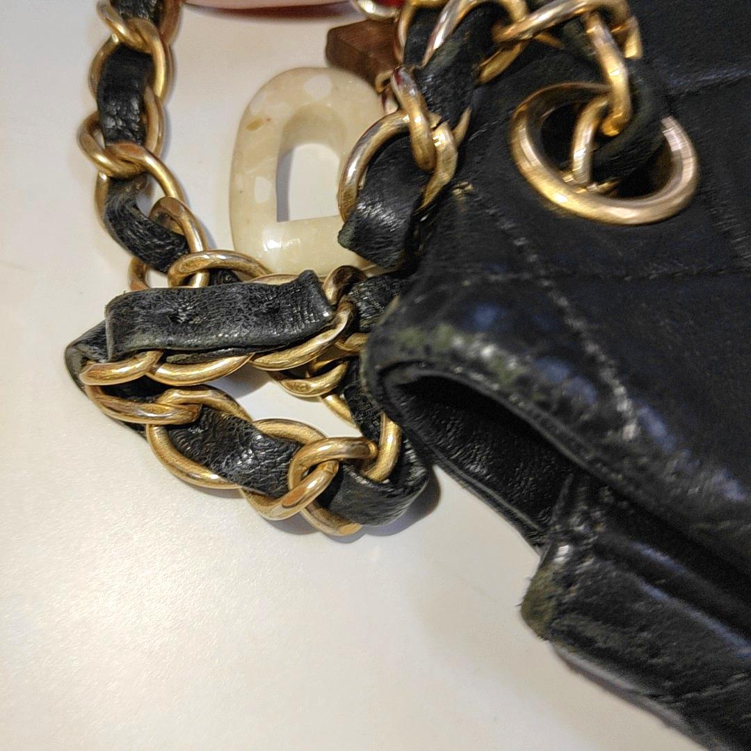 Chanel Classic Flap Medium Black Lambskin Leather Valentine Marine Charms 8