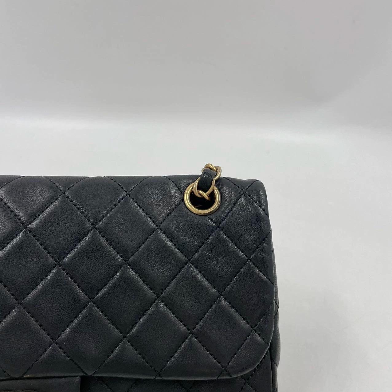 Chanel Classic Flap Medium Black Lambskin Leather Valentine Marine Charms 14
