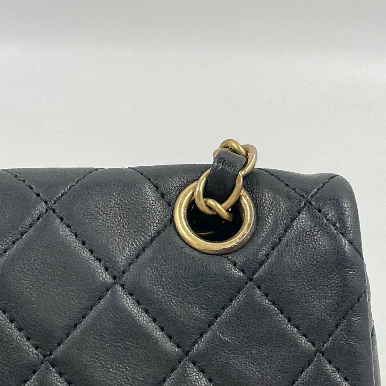Chanel Classic Flap Medium Black Lambskin Leather Valentine Marine Charms 15