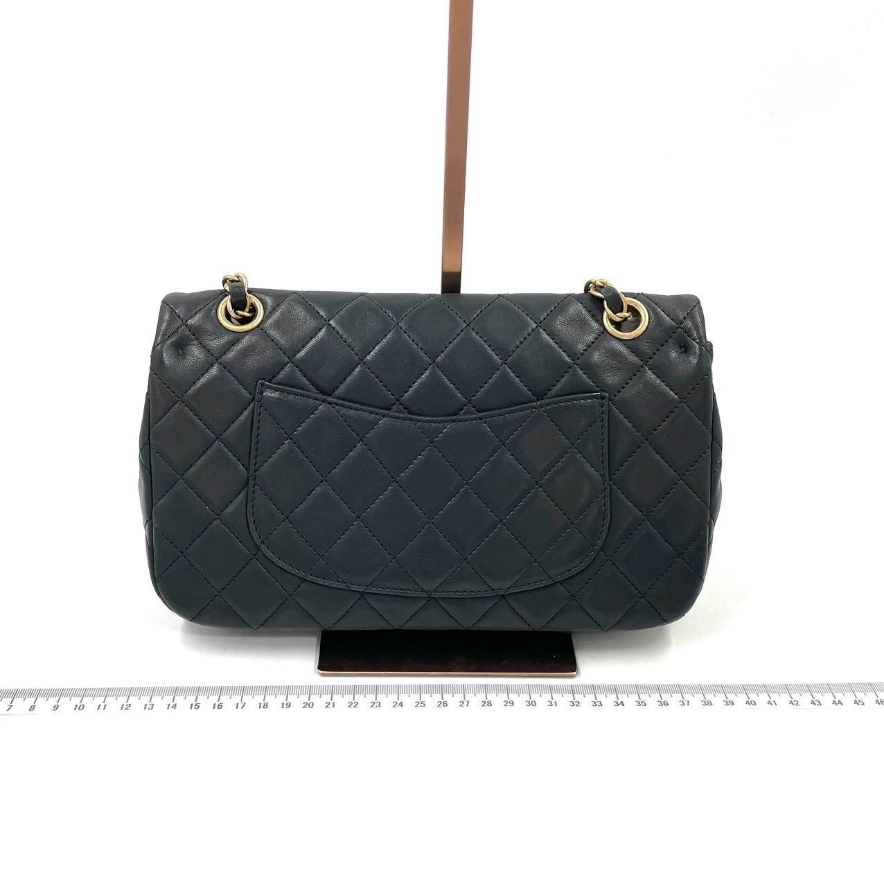 Women's Chanel Classic Flap Medium Black Lambskin Leather Valentine Marine Charms