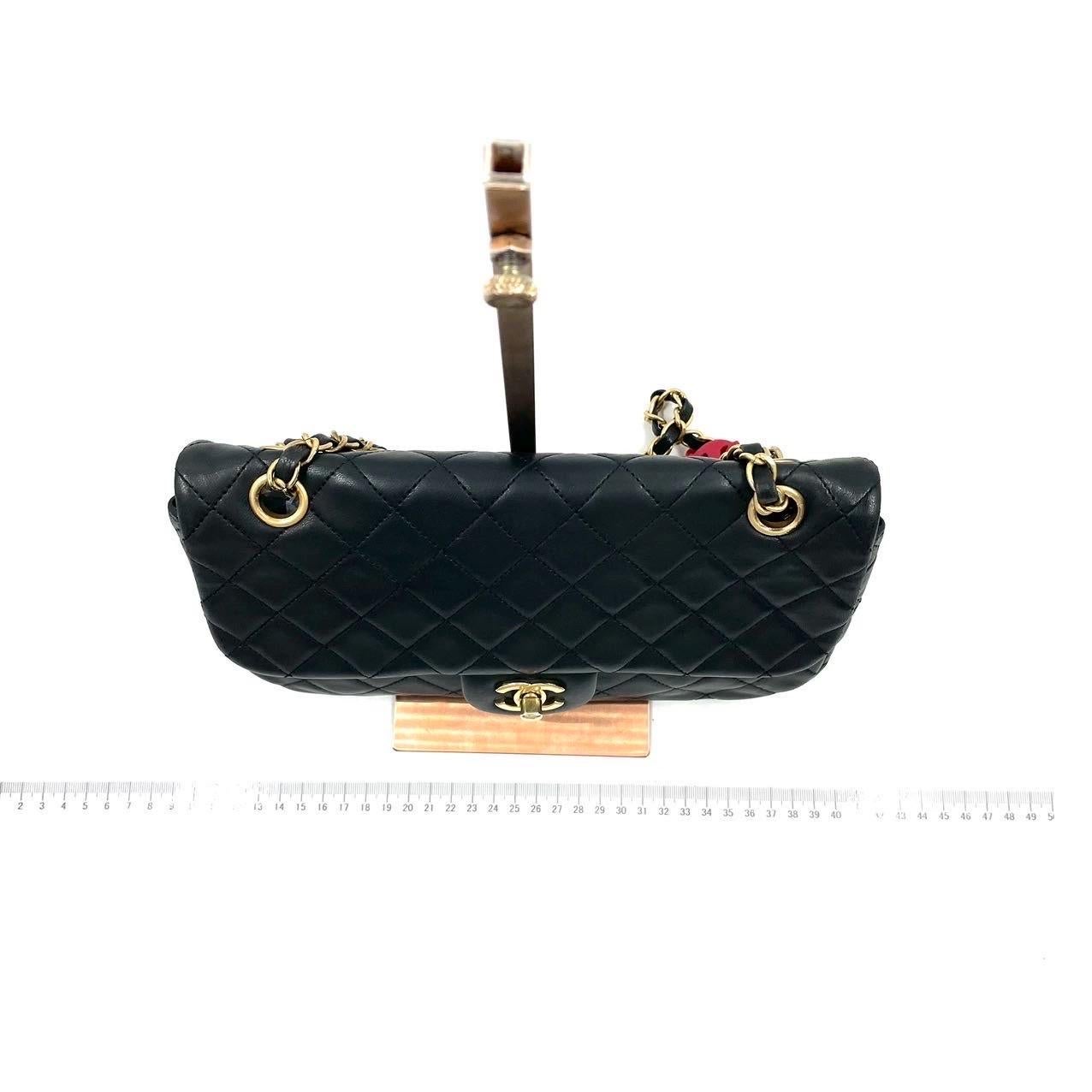 Chanel Classic Flap Medium Black Lambskin Leather Valentine Marine Charms 1