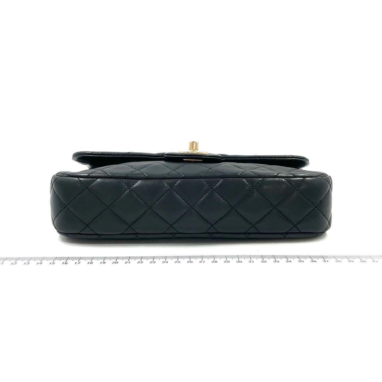 Chanel Classic Flap Medium Black Lambskin Leather Valentine Marine Charms 5