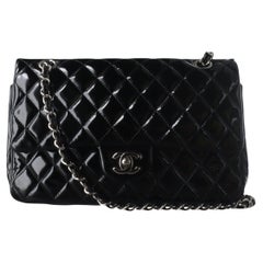 Chanel Classic Flap Medium Black Patent Leather Silver HW, 2010-2011