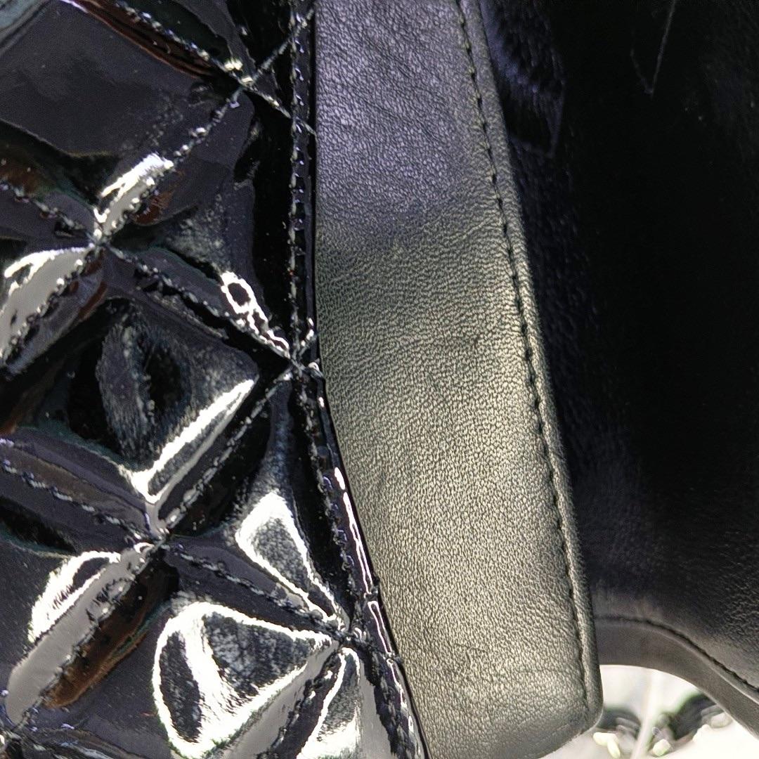 Chanel Classic Flap Medium Black Patent Leather Silver HW For Sale 6