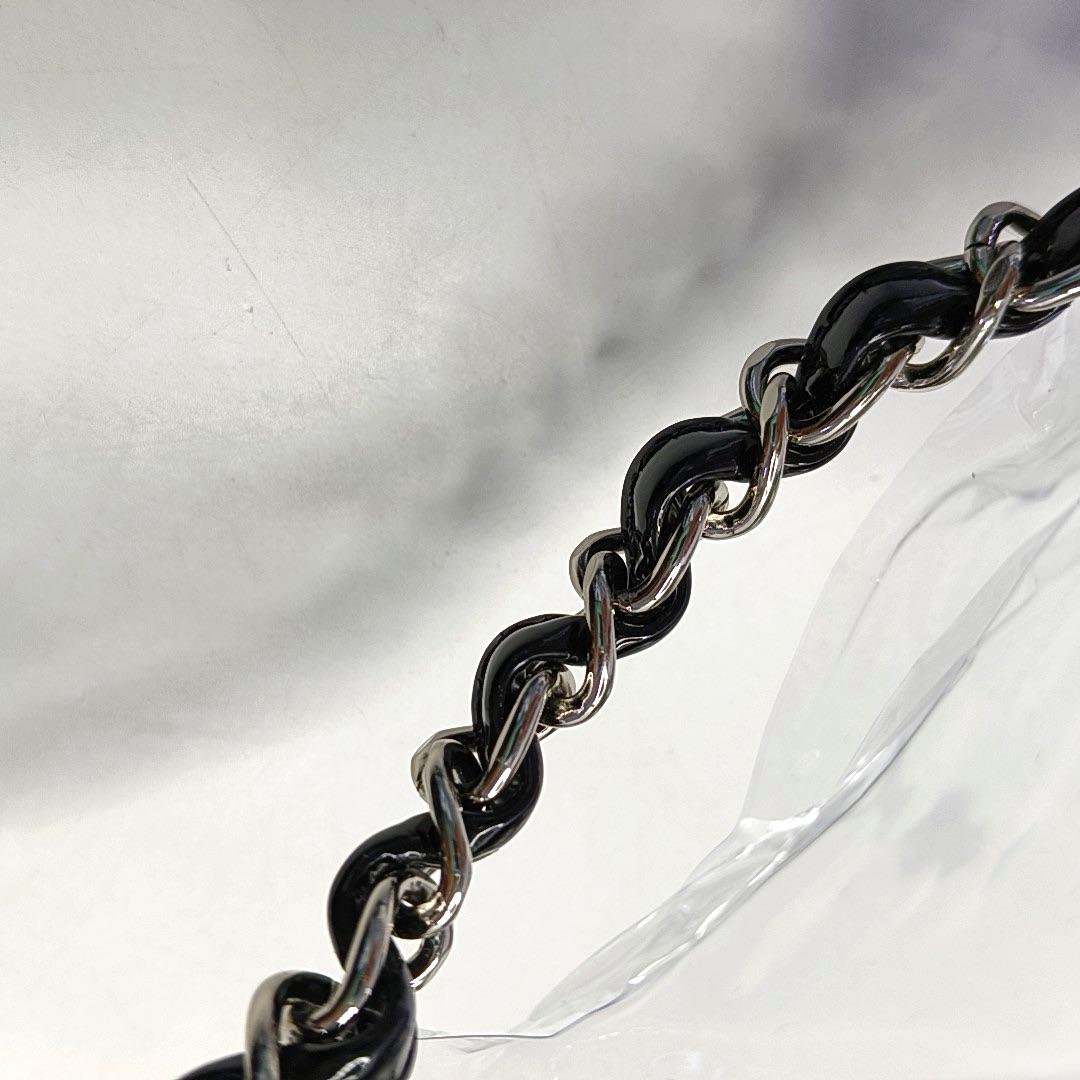 Chanel Classic Flap Medium Black Patent Leather Silver HW For Sale 11