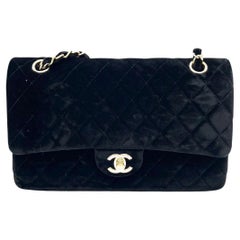 Chanel Classic Flap Medium Black Velvet Gold Hardware, 2014-2015
