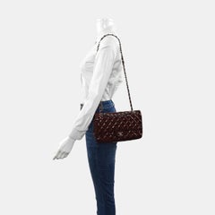 Chanel Classic Flap Medium Burgundy Patent Leather Silver Hardware