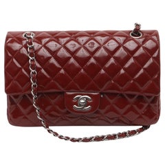 Chanel Classic Flap Medium Burgundy Patent Leather Silver HW, 2010-2011