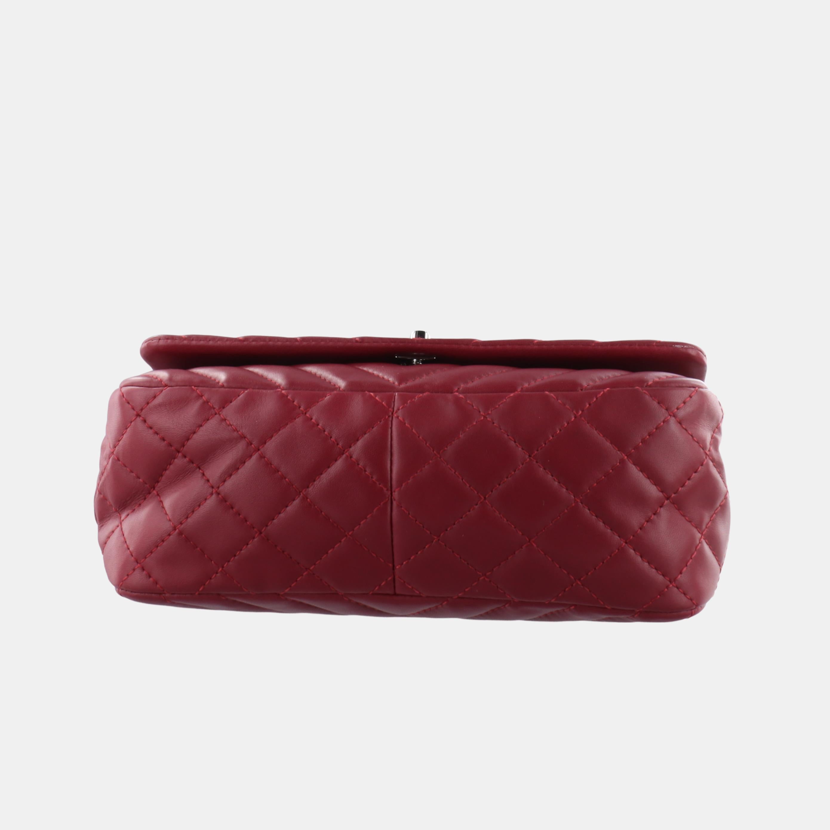 Women's Chanel Classic Flap Medium Chevron Burgundy Quilted Lambskin Leather, 2012