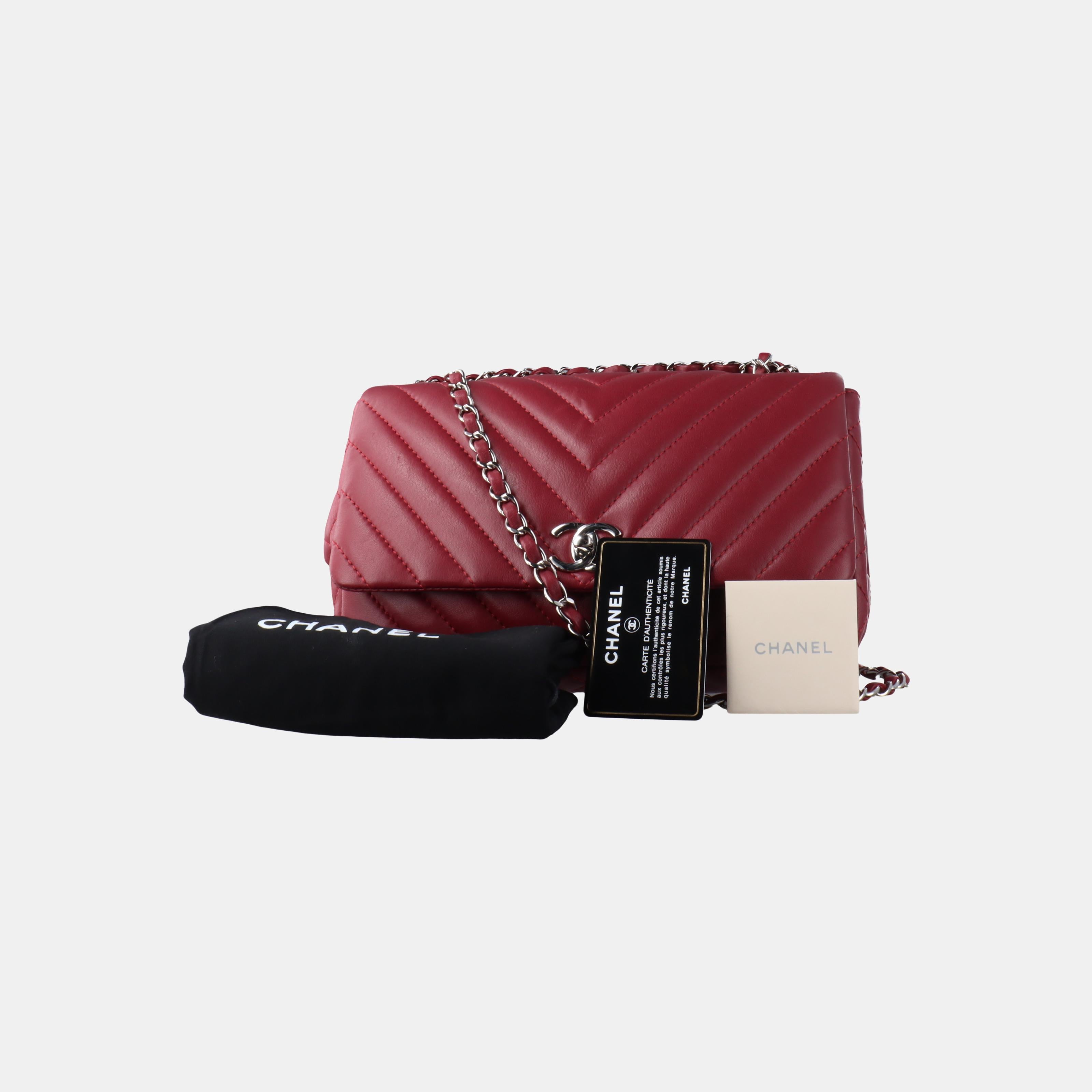Chanel Classic Flap Medium Chevron Burgundy Quilted Lambskin Leather, 2012 2