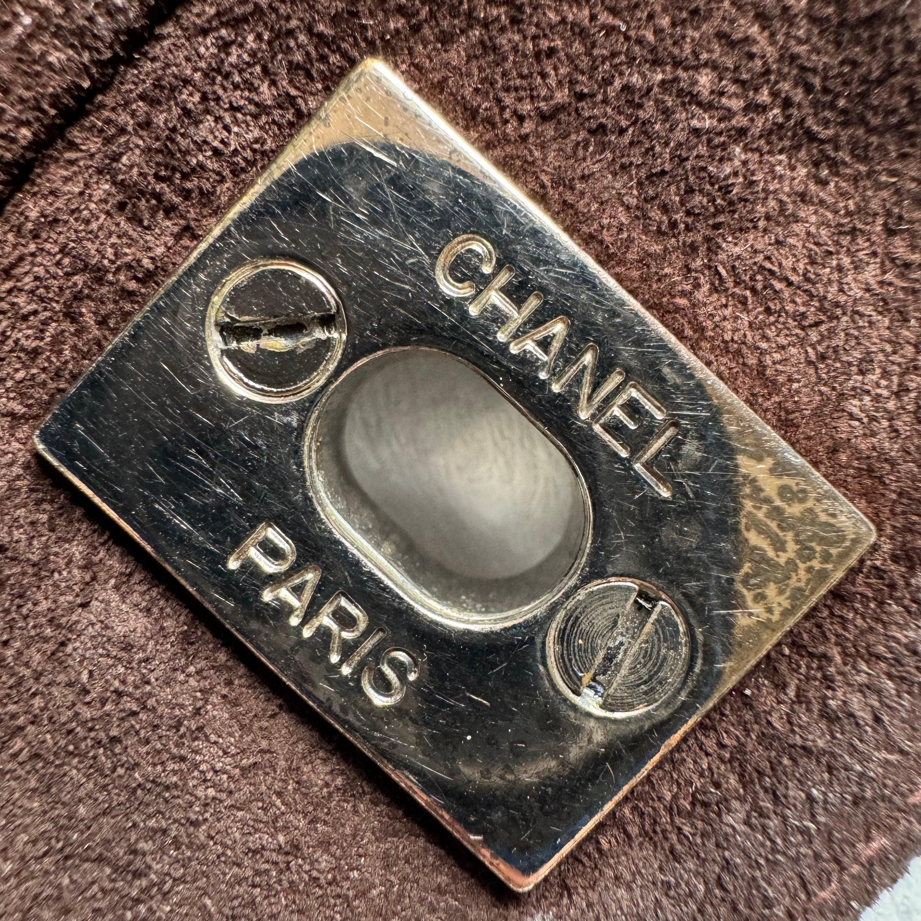Chanel Classic Flap Medium Dark Chocolate Brown Suede Leather Silver HW, 1996-97 9
