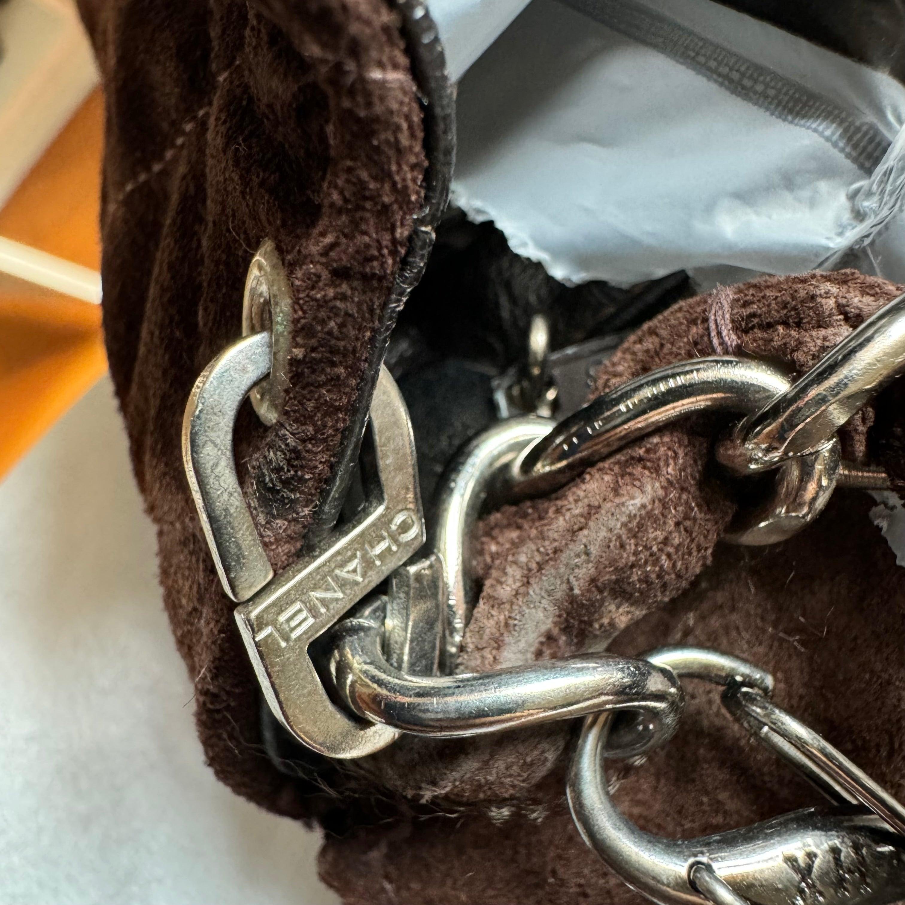 Chanel Classic Flap Medium Dark Chocolate Brown Suede Leather Silver HW, 1996-97 11