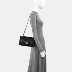 Chanel Classic Flap Medium Dark Navy Caviar Leather with 24k Gold Hardware, 2008