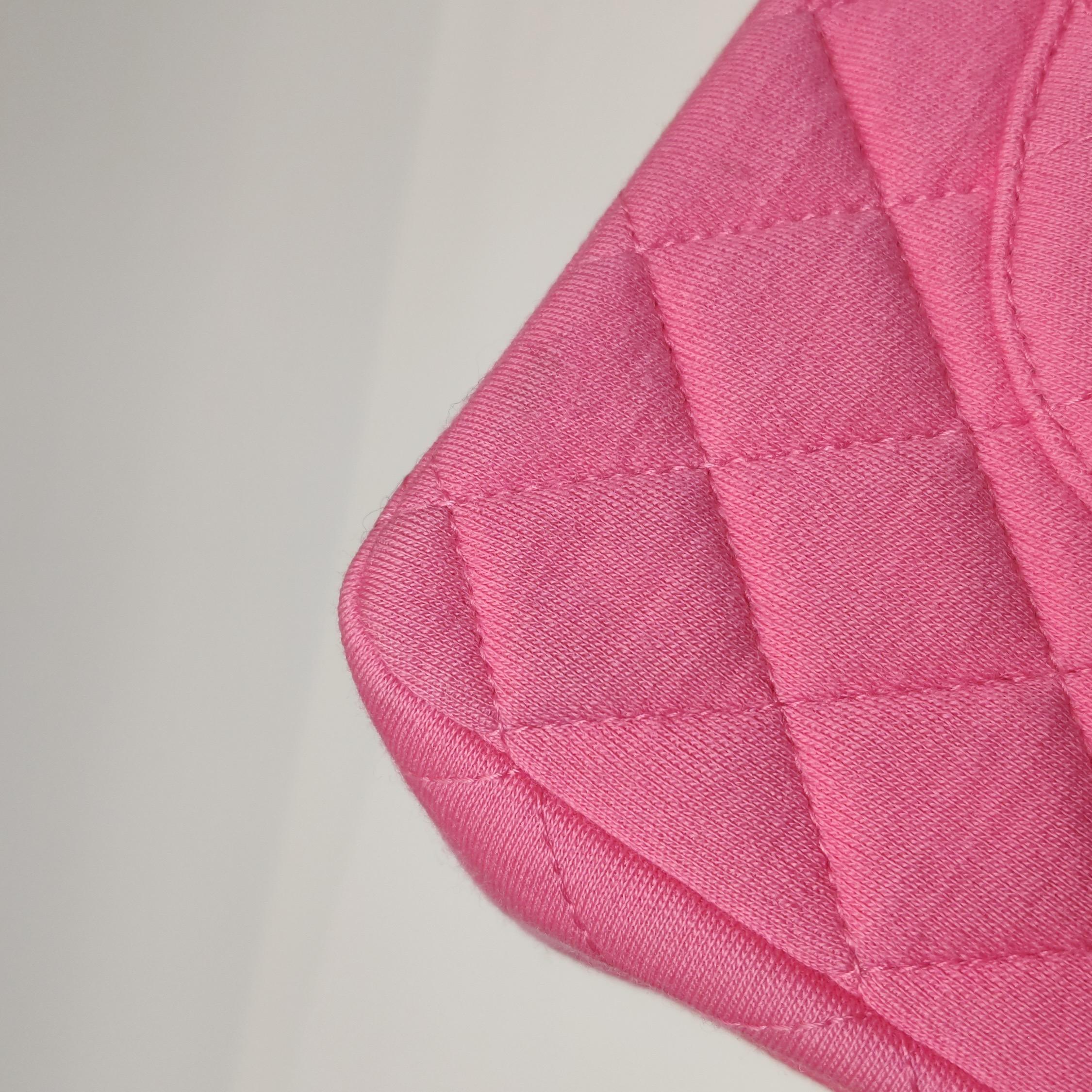 Chanel Classic Flap Solapa Doble Mediana Tejido de Algodón Rosa Herrajes Plateados en venta 6