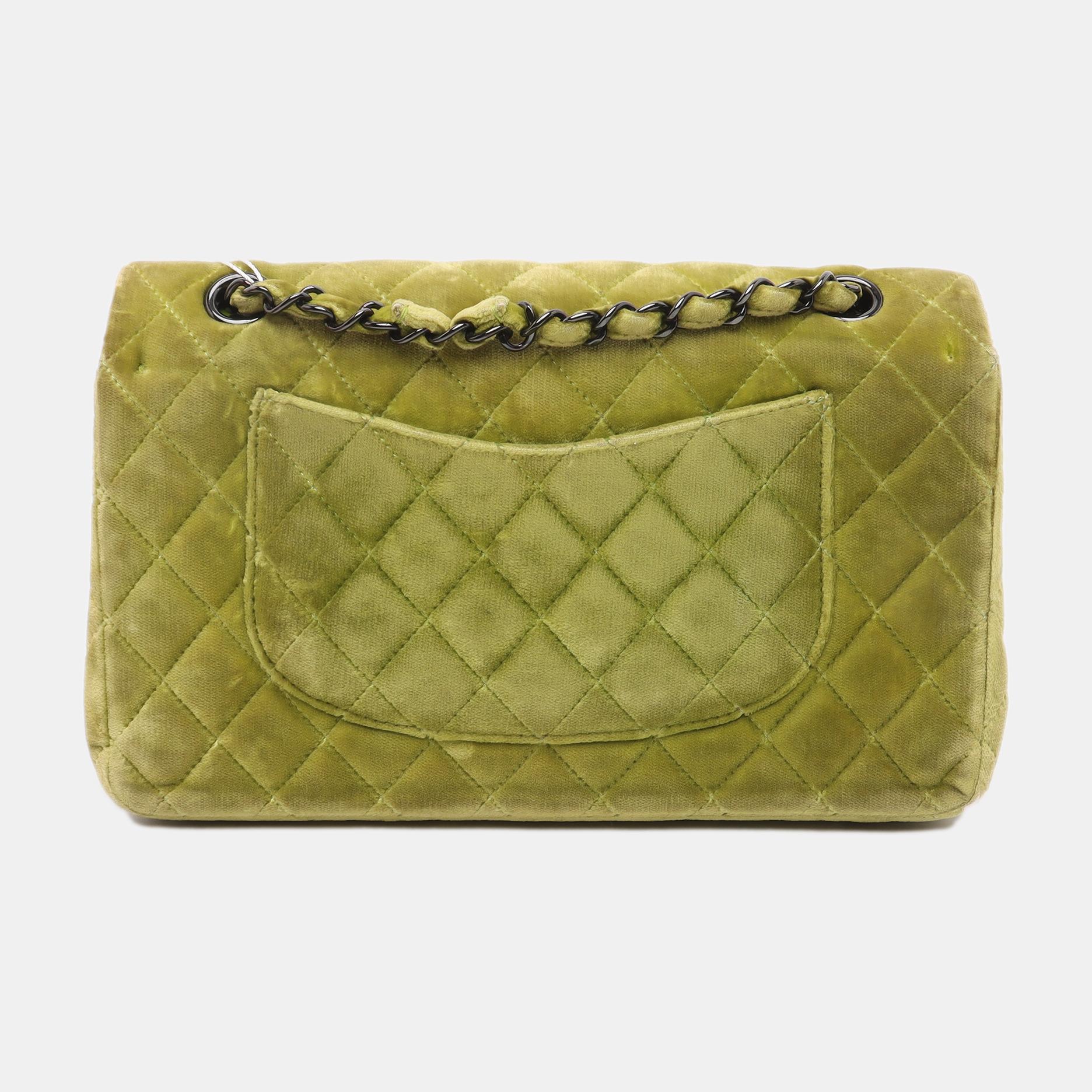 Chanel Classic Flap Medium Green Velvet Black Hardware, 2014-2015 1