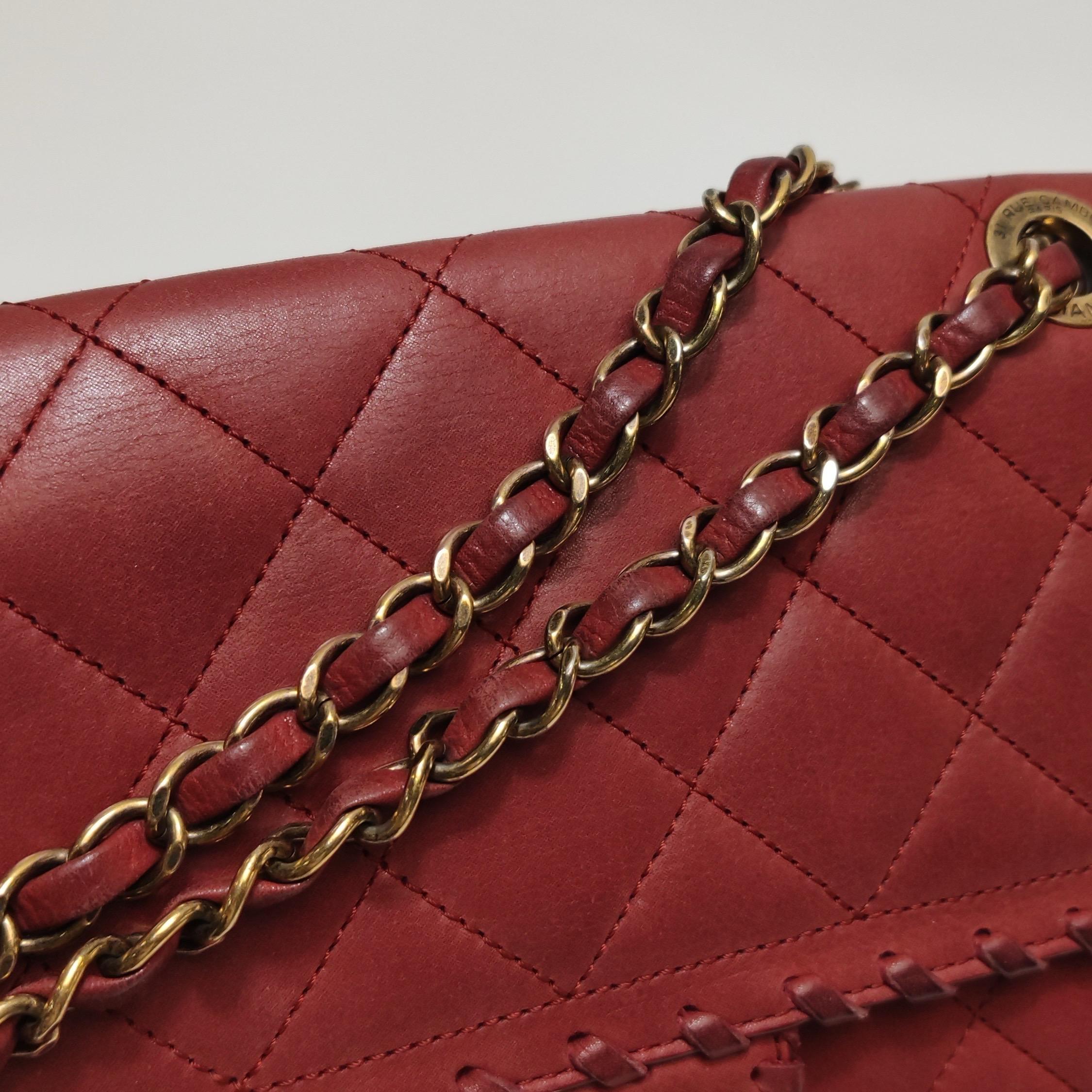 Chanel Classic Flap Medium Happy Stitch Red Fabric Gold Hardware, 2015-2016 en vente 7