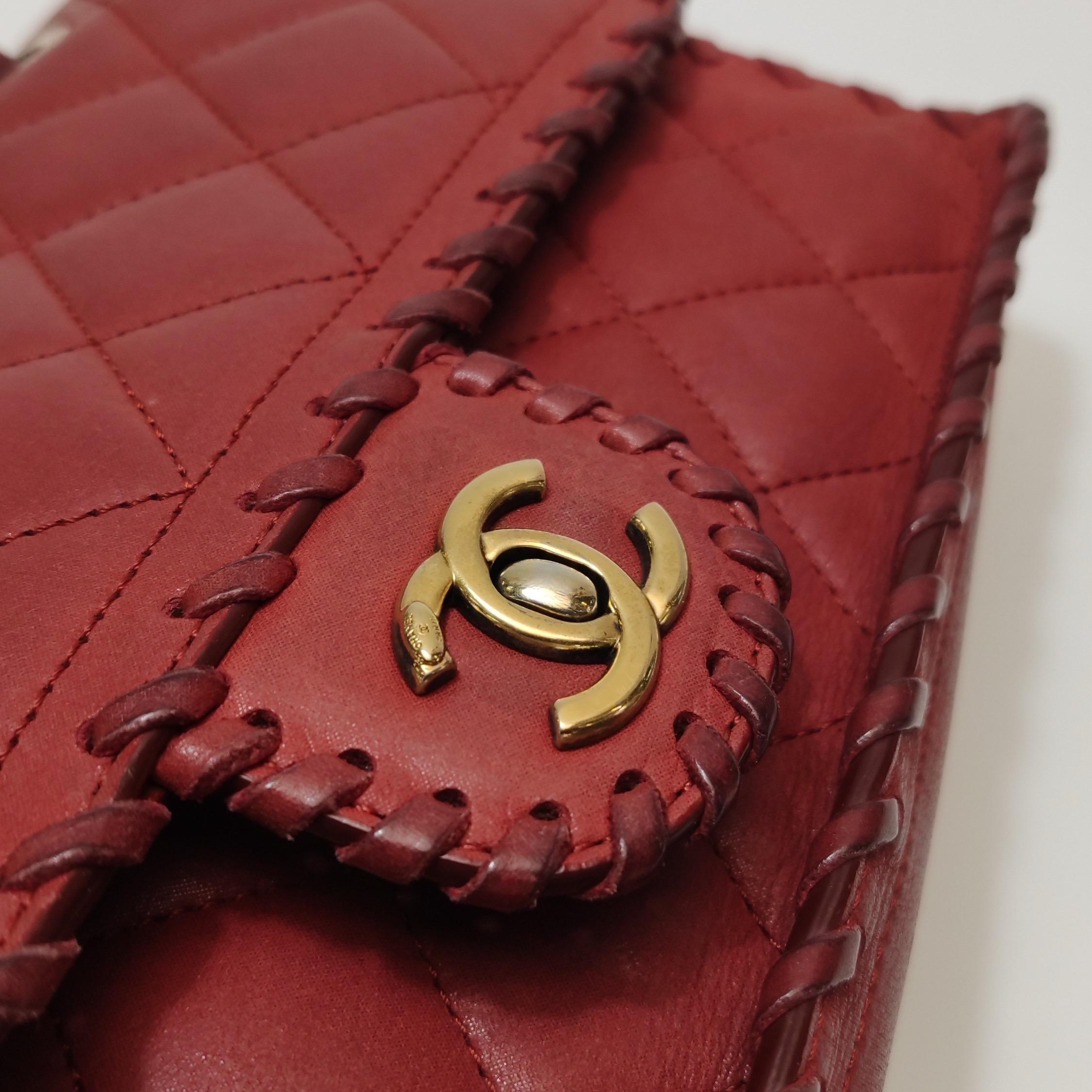 Chanel Classic Flap Medium Happy Stitch Red Fabric Gold Hardware, 2015-2016 en vente 10