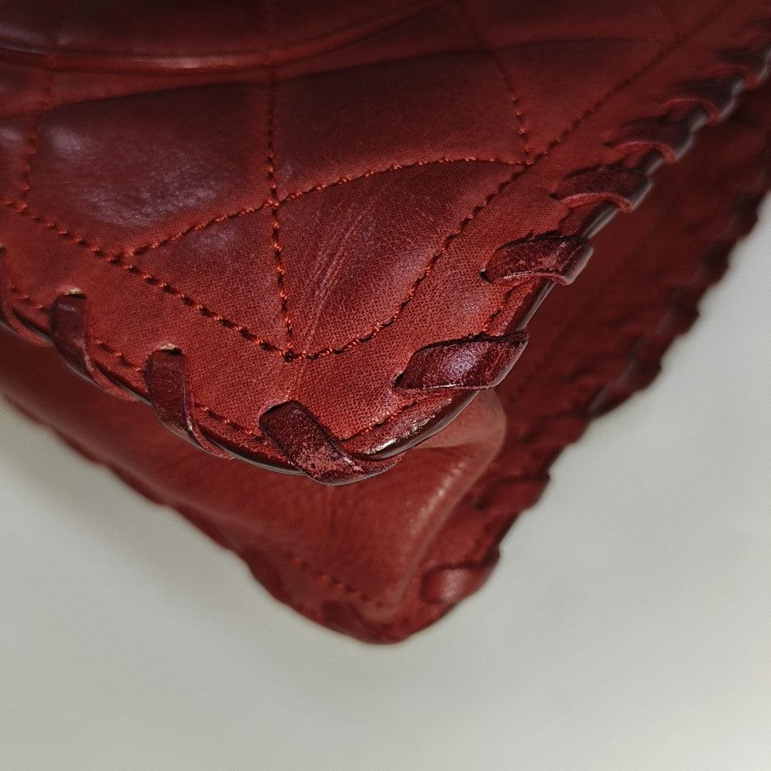 Chanel Classic Flap Medium Happy Stitch Red Fabric Gold Hardware, 2015-2016 en vente 12