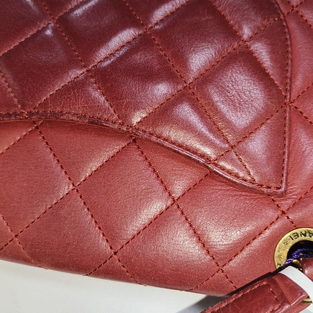 Chanel Classic Flap Medium Happy Stitch Red Fabric Gold Hardware, 2015-2016 en vente 14
