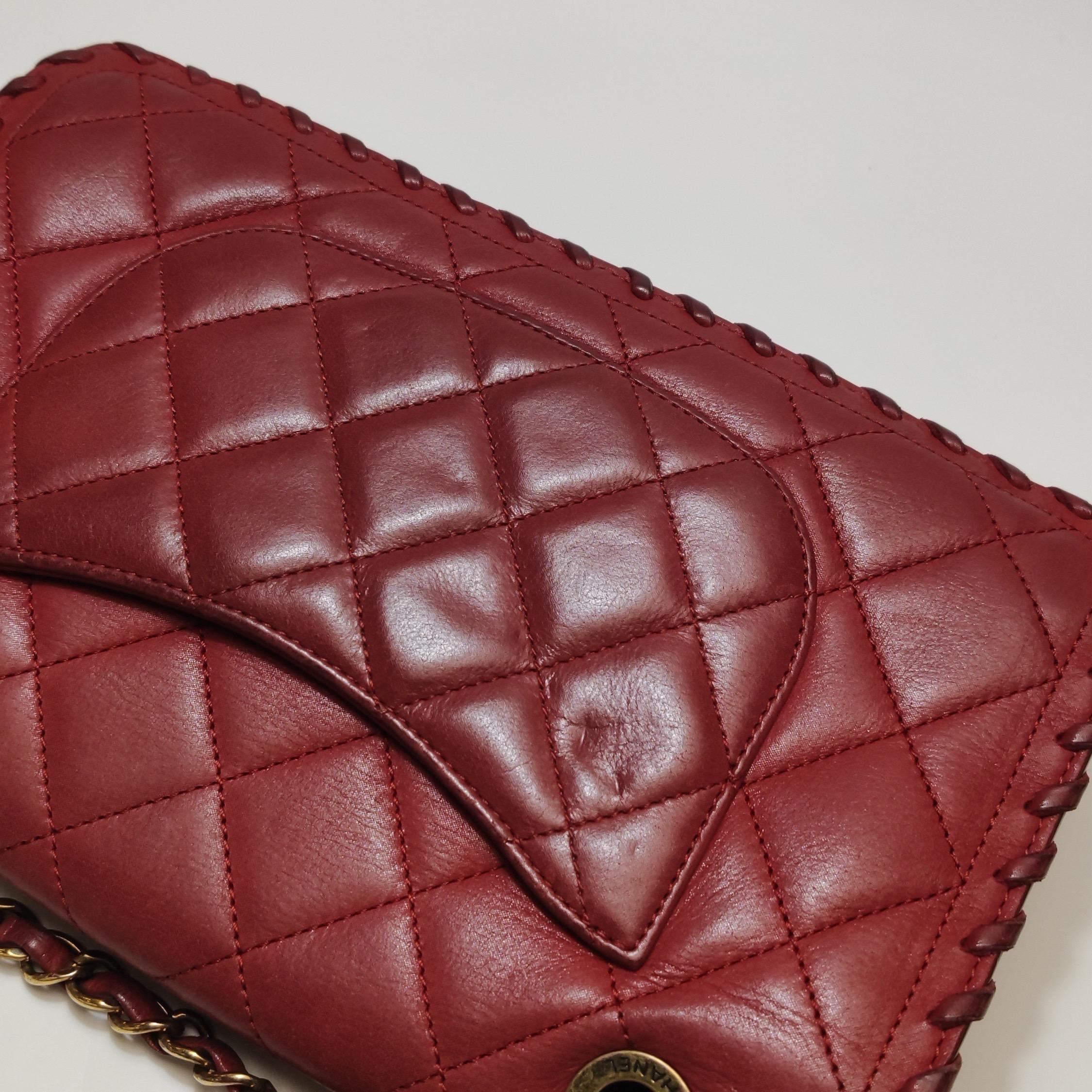 Chanel Classic Flap Medium Happy Stitch Red Fabric Gold Hardware, 2015-2016 en vente 14