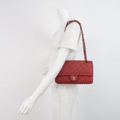 Chanel Classic Flap Medium Happy Stitch Red Fabric Gold Hardware, 2015-2016