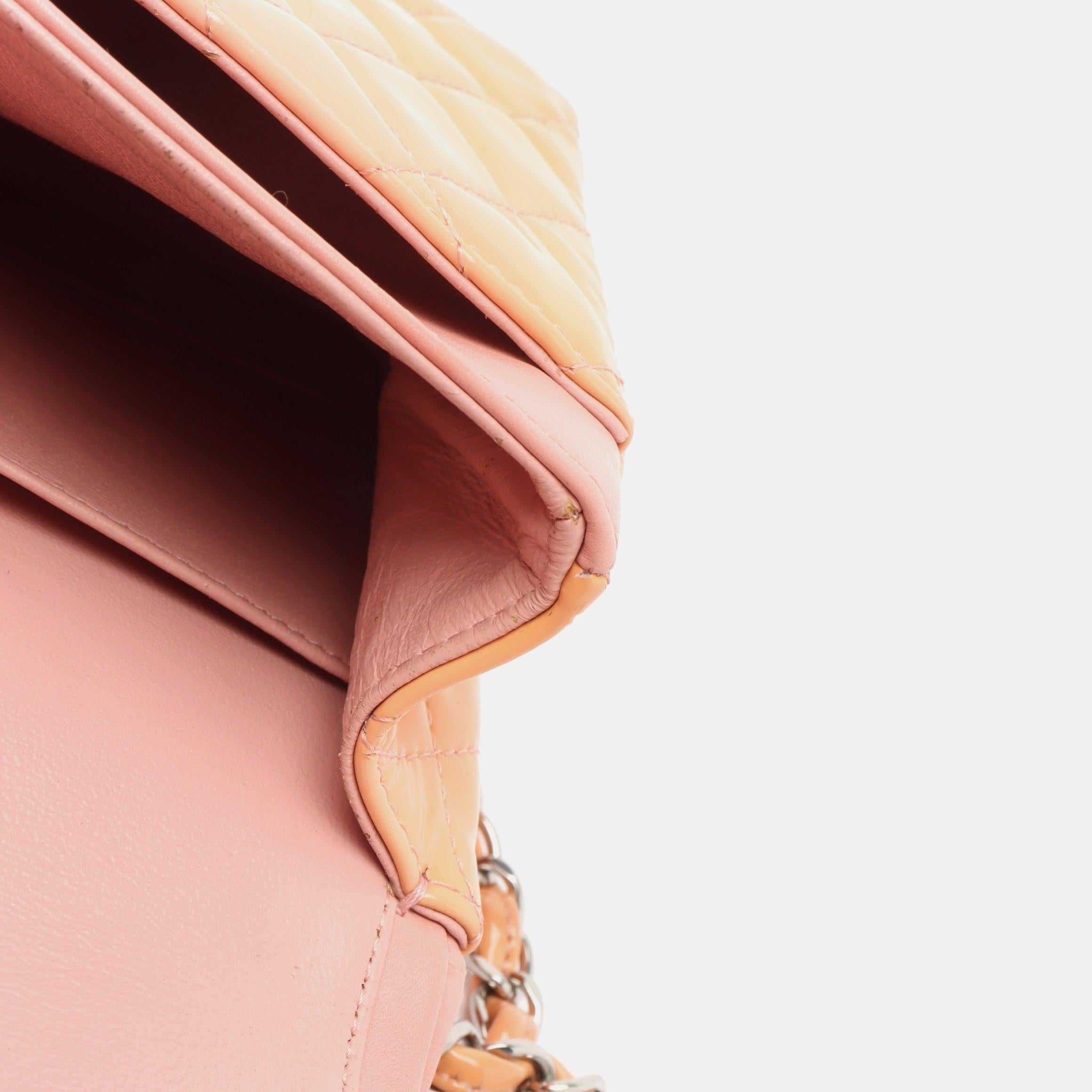 Chanel Classic Flap Medium Pink Orange Patent Leather Silver HW, 2012-2013 3