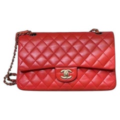 Chanel Classic Flap Medium Red Lambskin Leather with Gold Hardware